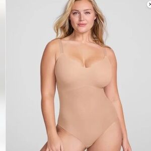 Honeylove  Liftwear Shapewear Cami Bodysuit Wirefree Padded Bra Beige  Size 1X